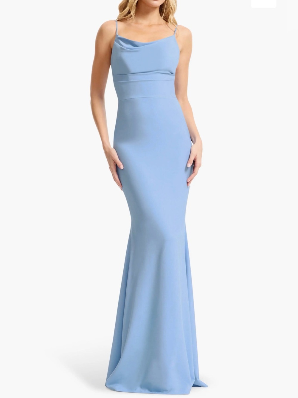 NEW Dress the Population Eliana Light Blue Cowl Neck Gown, XXL